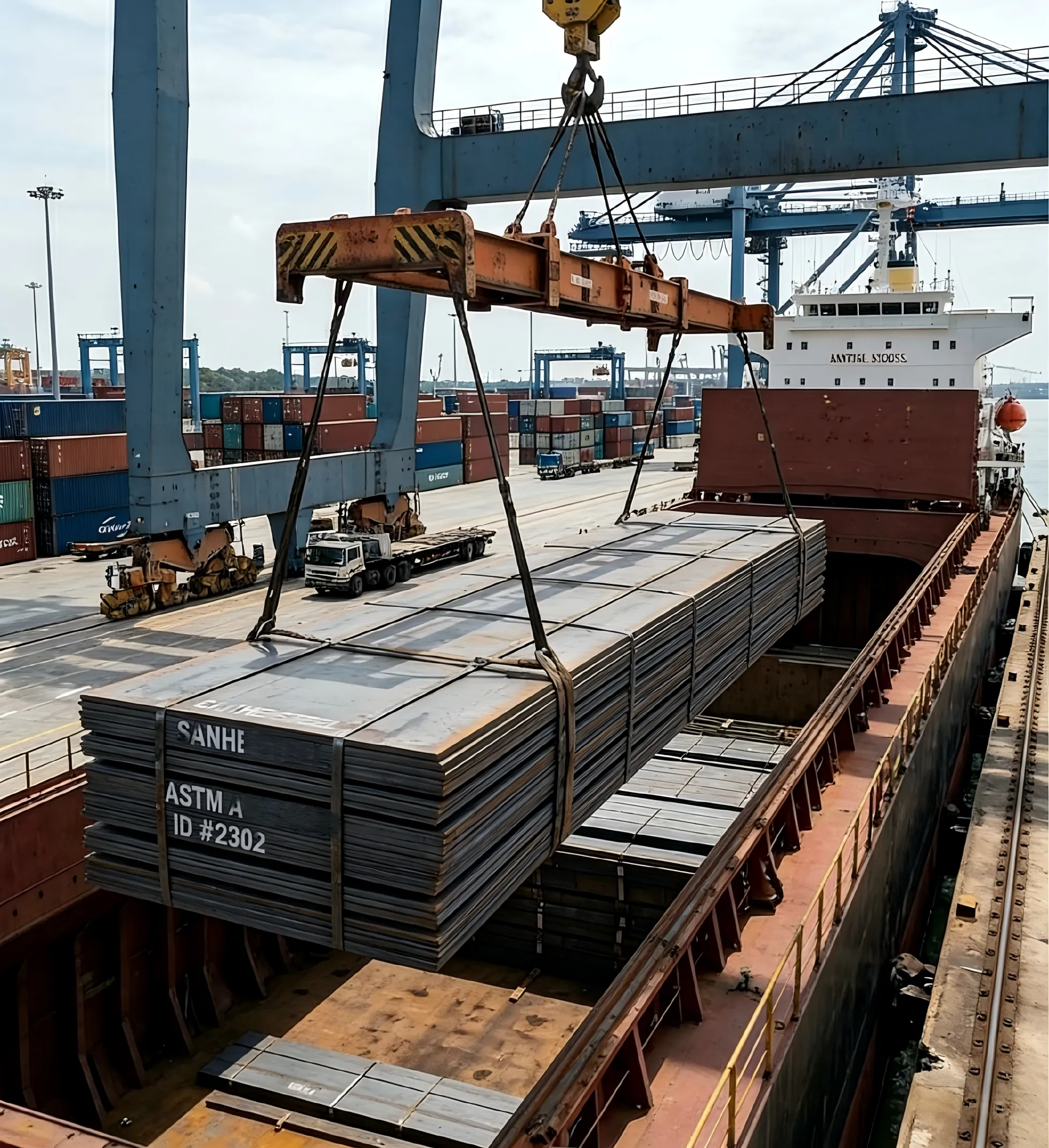 Pengiriman lembaran logam berkekuatan tinggi Sanhe Steel ke luar negeri memecahkan rekor, dengan standar ASTM terintegrasi ke dalam mesin inti